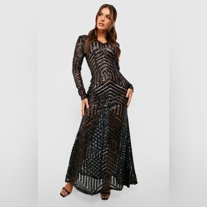 Sequin Mesh Maxi Dress